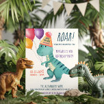 Invitación Tirannosaurus Dinosaur Roar Kids Cumpleaños<br><div class="desc">La invitación a la fiesta de cumpleaños de los niños con el tema de los dinosaurios incluye una hermosa acuarela Tyrannosaurus Rex sosteniendo globos y usando un gorra fiesta. Personalice al gorra fiesta del dinosaurio con el nombre de su pequeño. El reverso es un confetti sobre un fondo acuático azul...</div>