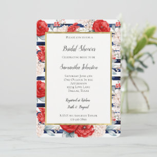 Invitación Tirantes Azules Rojos Blancos Florales Despedida d