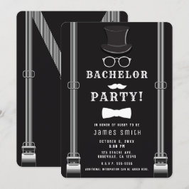 Invitación Tirantes de soltero para hombre hipster