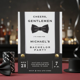 Invitación Tirantes Pajarita Cheers Caballeros Despedida de S