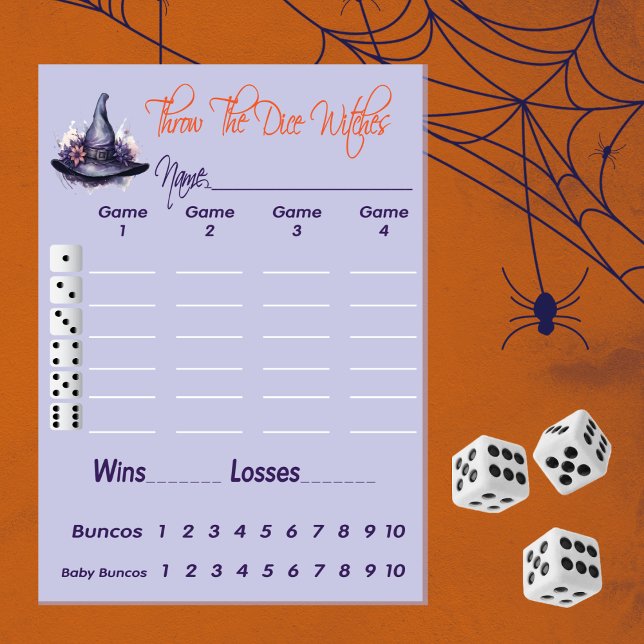 Invitación Tirar el paquete de puntuación de Halloween de las (Bunco Score Card - Digital - Print At Home or Order Paper)