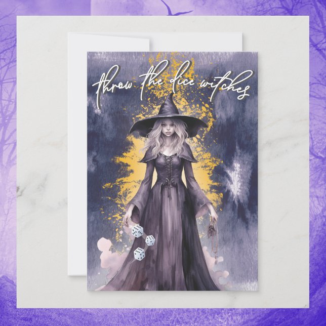 Invitación Tirar las brujas de los dados Octubre Halloween Bu (Bunco - Halloween - October
Throw The Dice Witches - Hop On Your Broomstick and Fly On Over To Bunco)