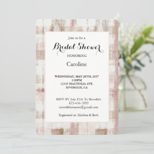 Invitación Tiras abstractas de rosa, crema y marrón para duch