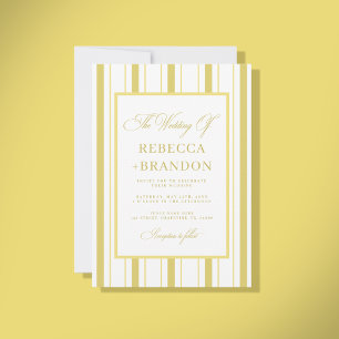 Invitación Tiras Amarillas Código QR Elegante RSVP Boda de Ve