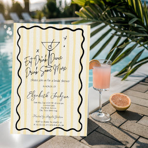 Invitación Tiras Amarillas de Martini con mano Ducha Bridal