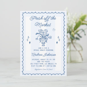 Invitación Tiras Azules Fiesta de Despedida de Soltera Fresca