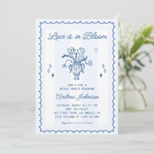 Invitación Tiras Azules Retro Love is in Bloom Despedida de S