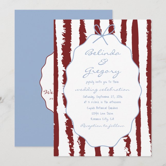 Invitación Tiras Caprichosas Bodas Pintadas a Mano  (Anverso / Reverso)