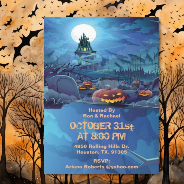 Invitación Tiras de cementerio del mal invitan a Halloween ad (Subido por el creador)