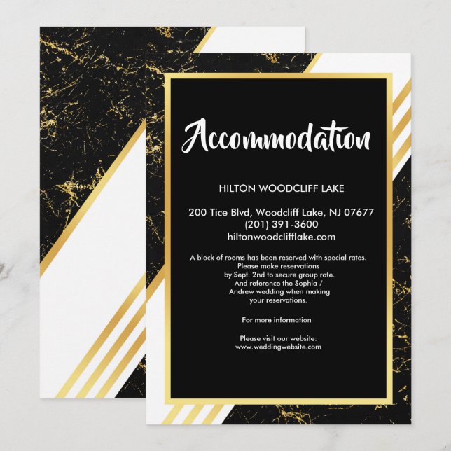 Invitación Tiras de mármol de oro typographaccomoda Gabinete (Anverso / Reverso)