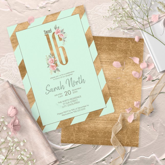 Invitación Tiras de Relieve metalizado dorado Mint ID756 (Subido por el creador)