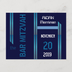 Invitación Tiras metálicas azules Bar Mitzvah