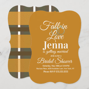 Invitación Tiras modernas de cuadros de otoño para ducha de n