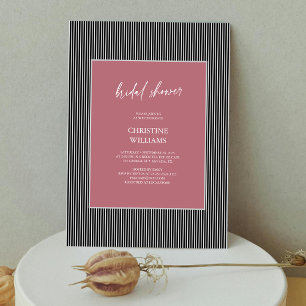 Invitación Tiras modernas y ducha de Rosa dorada