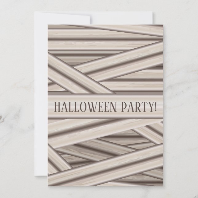 Invitación Tiras momias Halloween personalizable (Anverso)