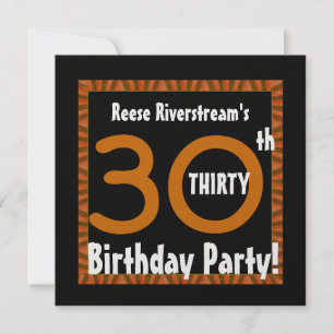 Invitación Tiras negras W412 Naranja de oro con 30 años