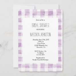 Invitación Tiras púrpuras blancas en la ducha de la novia