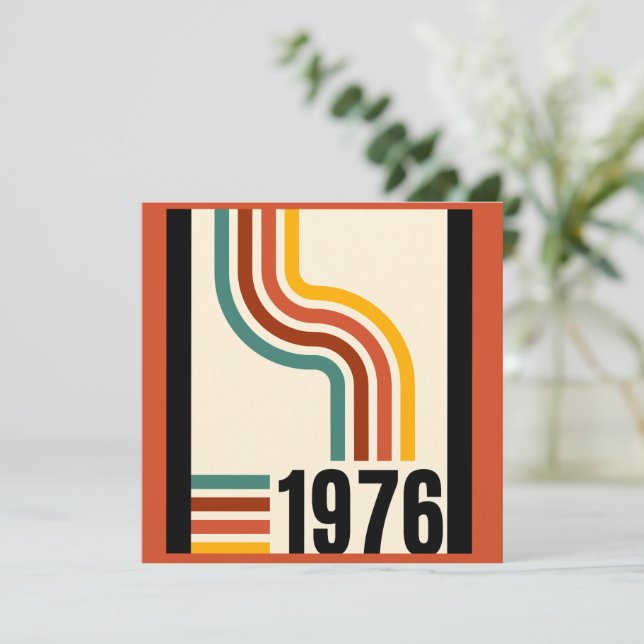 Invitación Tiras Retro Vintage 1976 (Anverso de pie)