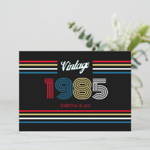 Invitación Tiras retro vintage Colores primarios 1985