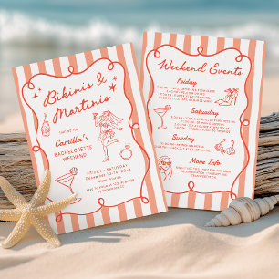 Invitación Tiras Rojas Bikinis y Martinis Fin de semana de De
