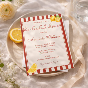 Invitación Tiras Rojas Mínimas Duche de Novia de Limones Ital
