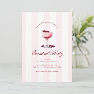 Invitación Tiras rosadas Bebe Fiesta de cócteles de vacacione