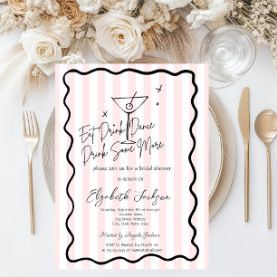 Invitación Tiras rosadas Martini de mano con ducha de novia