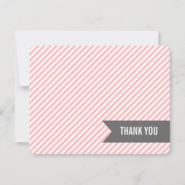 Invitación Tiras rosas planas Notas de agradecimiento (Anverso)