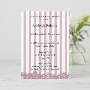 Invitación Tiras rosas y ducha de novias de encaje