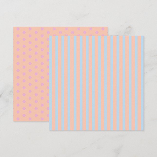 Invitación Tiras y flores de arcoiris Pastel impresas (Anverso / Reverso)