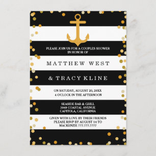 Invitación Tiras y puntos náuticos Ducha de matrimonio
