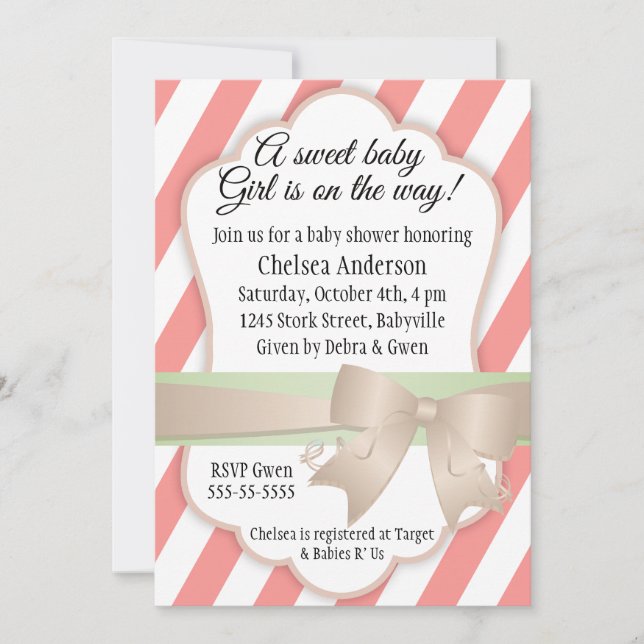 Invitación Tiras y sopla una ducha dulce para bebé (Anverso)