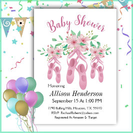 Invitación Tiro De bonito De Zapatos De Ballet Rosa Baby Show