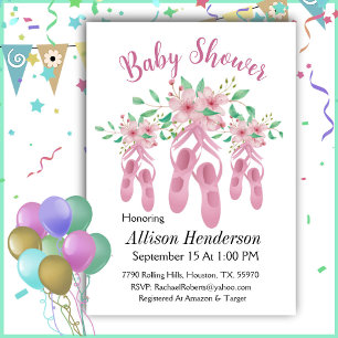 Invitación Tiro De bonito De Zapatos De Ballet Rosa Baby Show