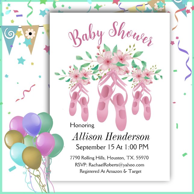 Invitación Tiro De bonito De Zapatos De Ballet Rosa Baby Show (Subido por el creador)