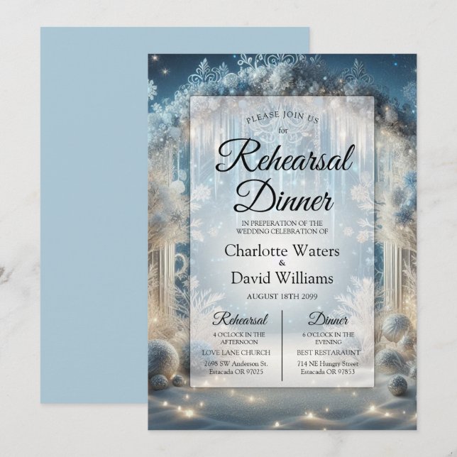 Invitación Tiros de nieve ensayo de bosque de Cena (Anverso / Reverso)