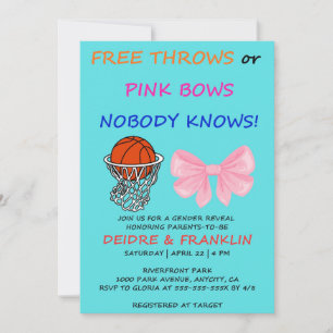 Invitación Tiros Libres o Lazos Rosados Fiesta de Revelación 