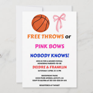 Invitación Tiros Libres o Lazos Rosas Fiesta de Revelación de