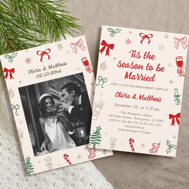 Invitación Tis the Season Christmas Engagement Party (Subido por el creador)