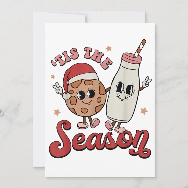 Invitación Tis The Season Cookies Milk Santa Hat Christmas Re (Anverso)