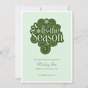 Invitación T'is the Season Mint Green Navidades Fiesta