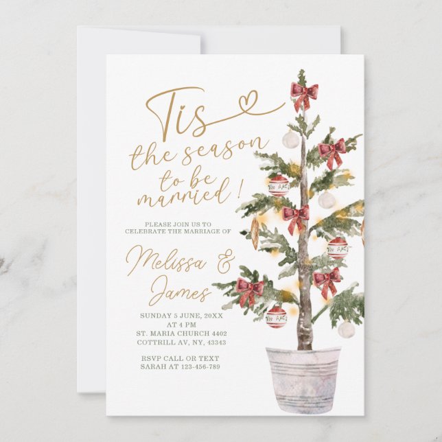 Invitación Tis the Season to Be Married Christmas Wedding (Anverso)