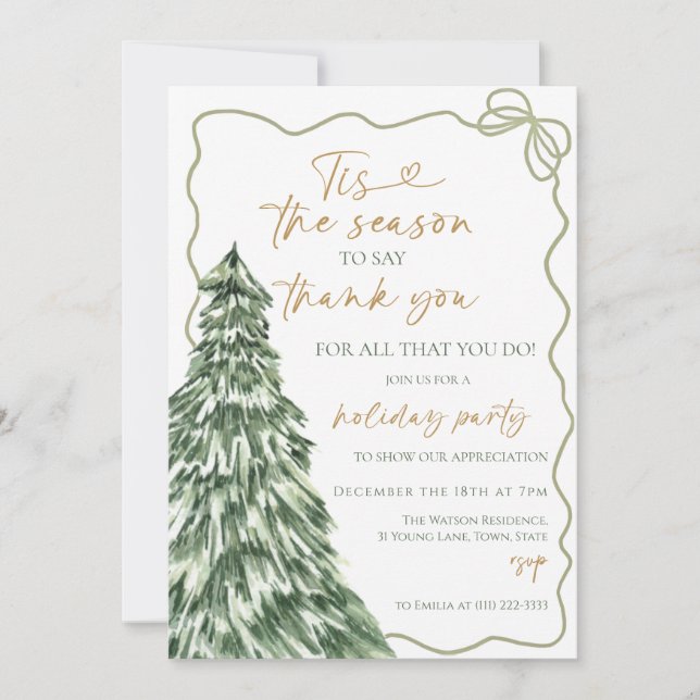 Invitación Tis the season to say thank you Holiday Party (Anverso)