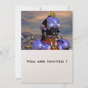 Invitación TITAN CYBORG PORTRAIT Ciencia Ficción Azul,Scifi
