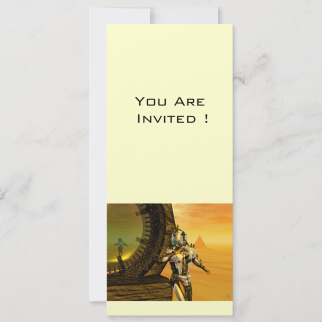 Invitación TITAN EN EL DESIERTO DE LA HIPERIÓN, metal dorado (Anverso)