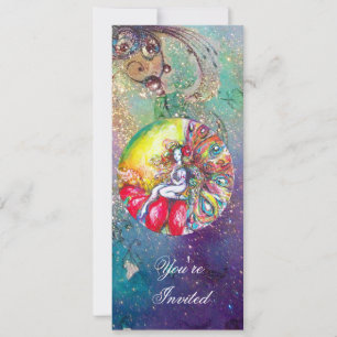 Invitación TITANIA, chispas rojas de color amarillo rosa