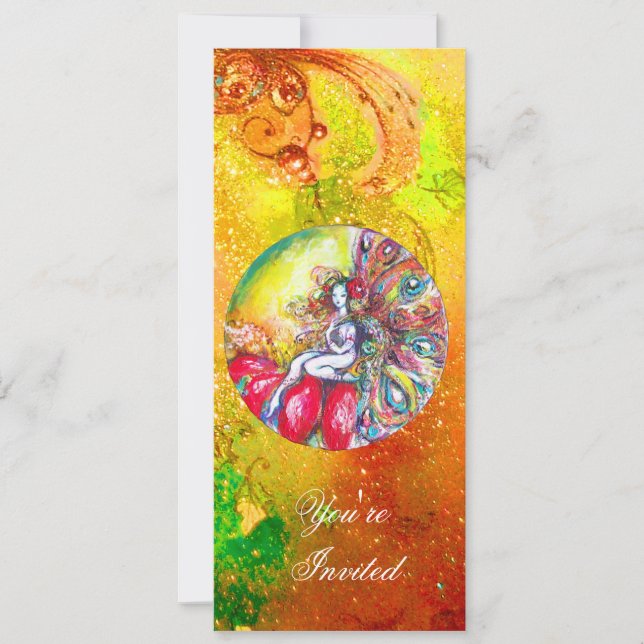 Invitación TITANIA, rosa amarillo marrón azul verde rojo dest (Anverso)