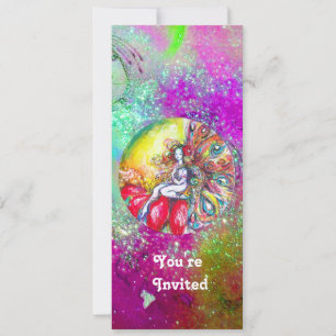 Invitación TITANIA, rosa amarillo púrpura azul verde rojo bri