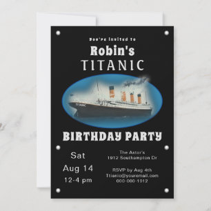 Invitación Titanic Black Birthday