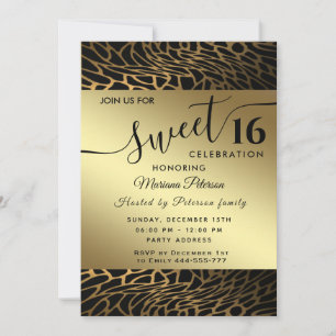 Invitación Títere de leopardo abstracto negro de moda 16